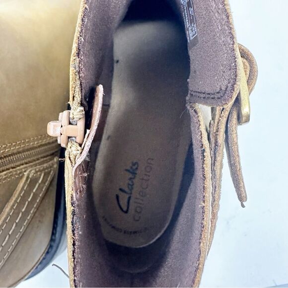 Clarks Brown Leather Ankle Boot Nubuck Leather Size 8.5 - Picture 8 of 9